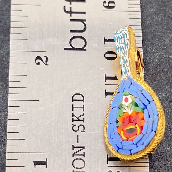 Vintage Italian micromosaic mandolin brooch ~ c. 1930s 1940s mosaic souvenir pin - Picture 2 of 8